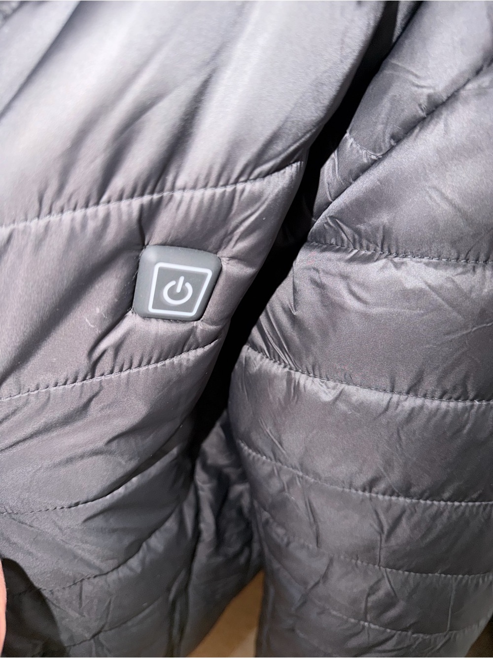 HQ Heated Jacket Black Quilted Puffer Jacket with Hood - Picture 10 of 11